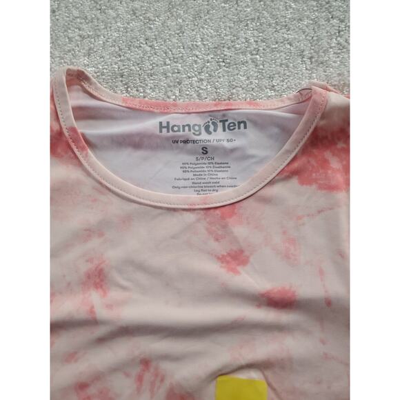 Hang Ten Small UV Protection UPF 50+ Long Sleeve Peach Tie Dye Stretch Swim Top - Picture 4 of 12